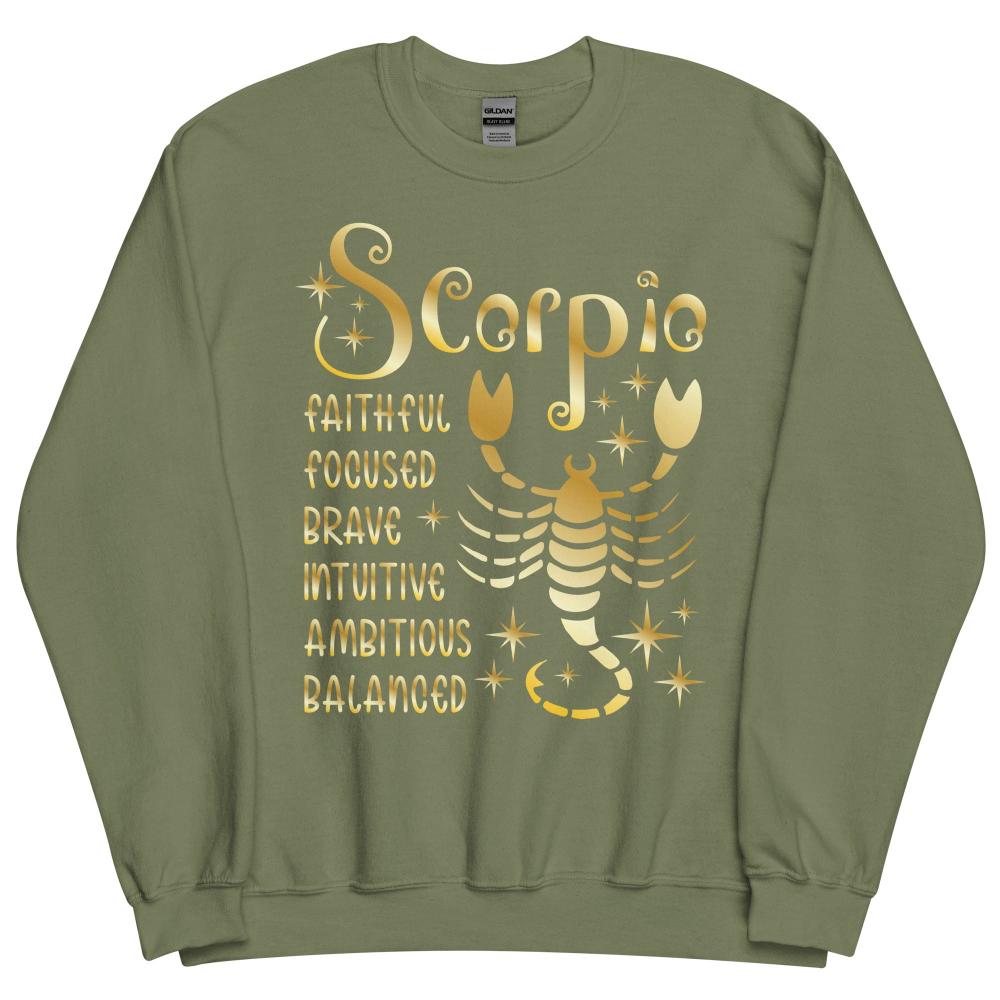 Sagittarius Zodiac Positive Traits Sweatshirt - Military Green Color - https://ascensionemporium.net